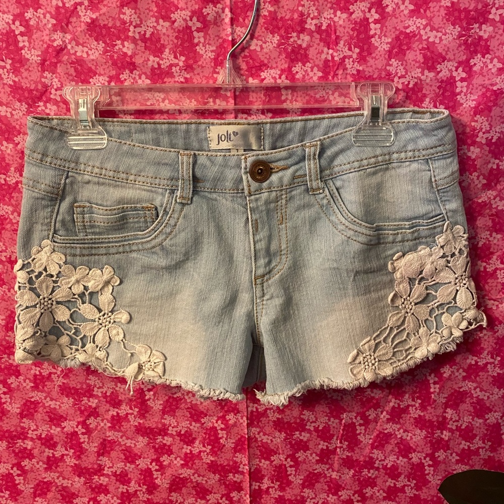 🩳💛Jolt Light Blue Jeans shorts With Lace Size Jr 7